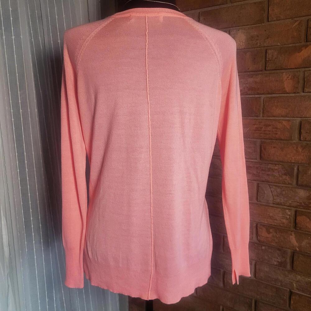 Zara Women's Basic Long Sleeve Sweater Peach/Pink Round Neck Side Slit - Size S - Picture 6 of 9